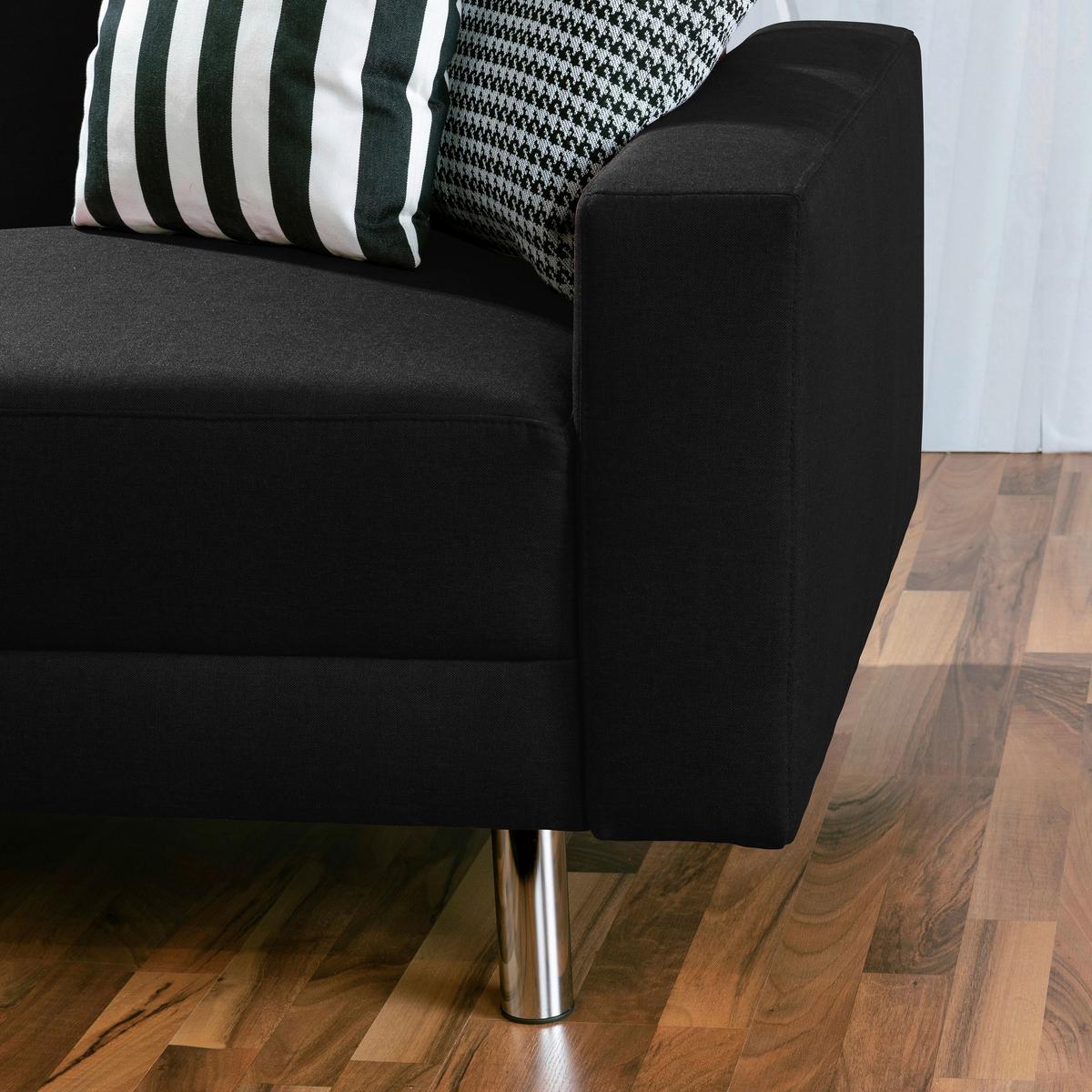 ECKSCHLAFSOFA JUST FASHION - Chromfarben/Schwarz, KONVENTIONELL, Textil/Metall (152/230cm) - Max Winzer