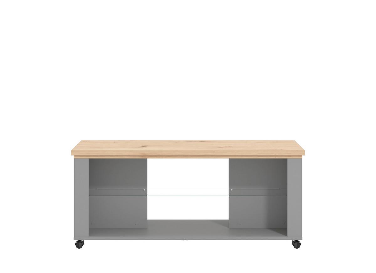 Dohányzóasztal Valencia - grafitszürke/fekete, Basics, faalapú anyag/üveg (114,5/49/50,5cm)
