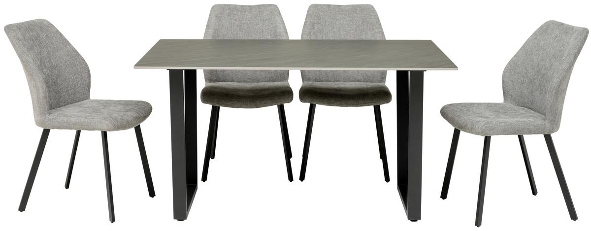Jedilna Garnitura Perth, Temno Siva, 5-Delno - temno siva, Konvencionalno, kamen/kovina (90/140/76cm) - MID.YOU