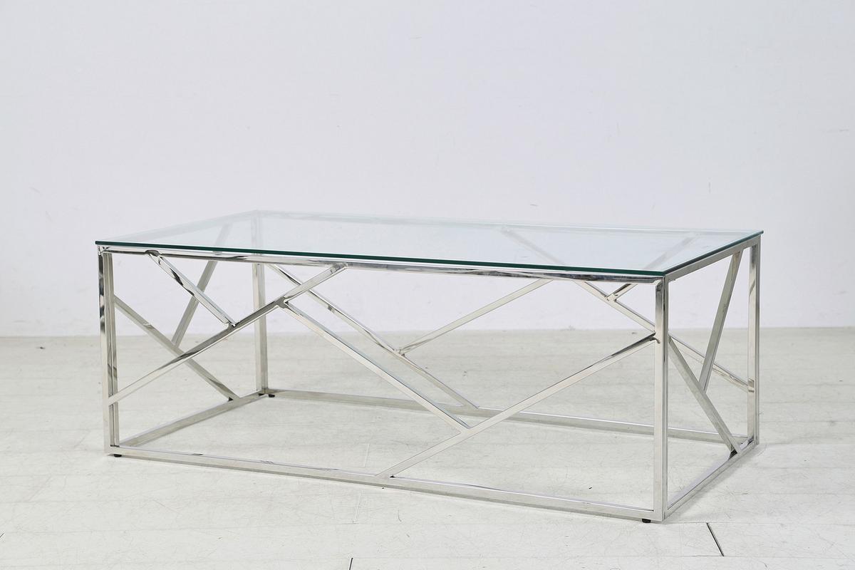 Klubska Miza Steel, Srebrna - srebrne barve/prozorno, Design, kovina/steklo (120/60/45cm) - Livetastic