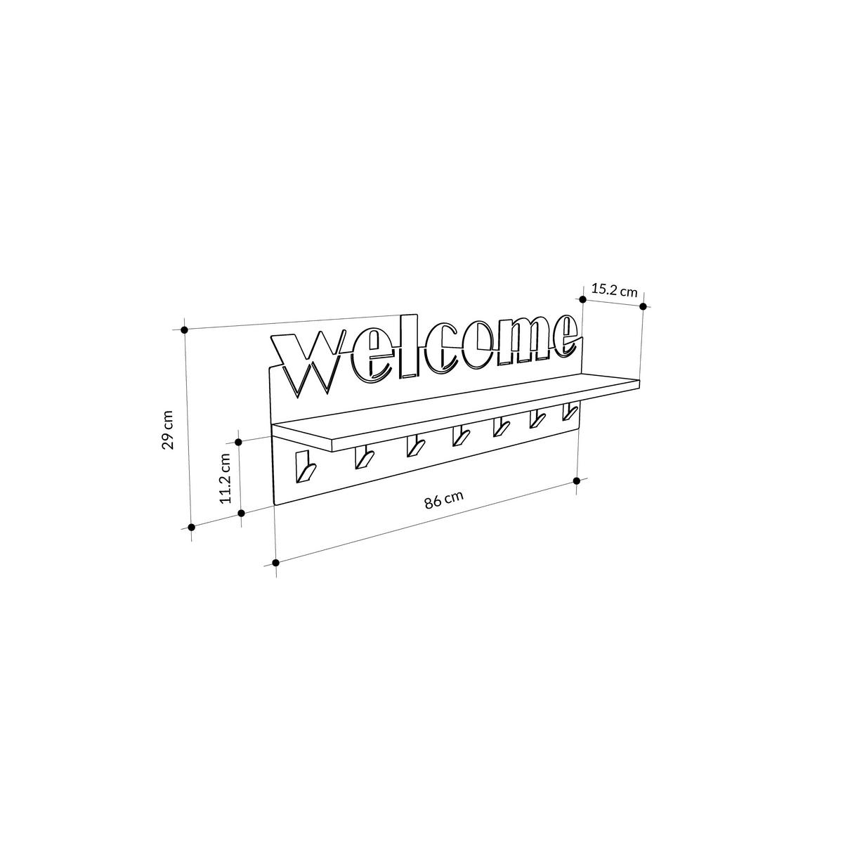 Wandgarderobe Welcome ca. 86x27x15 cm Anthr./Weiß - Weiß, Design, Holzwerkstoff/Metall (86/27/15cm) - Livetastic