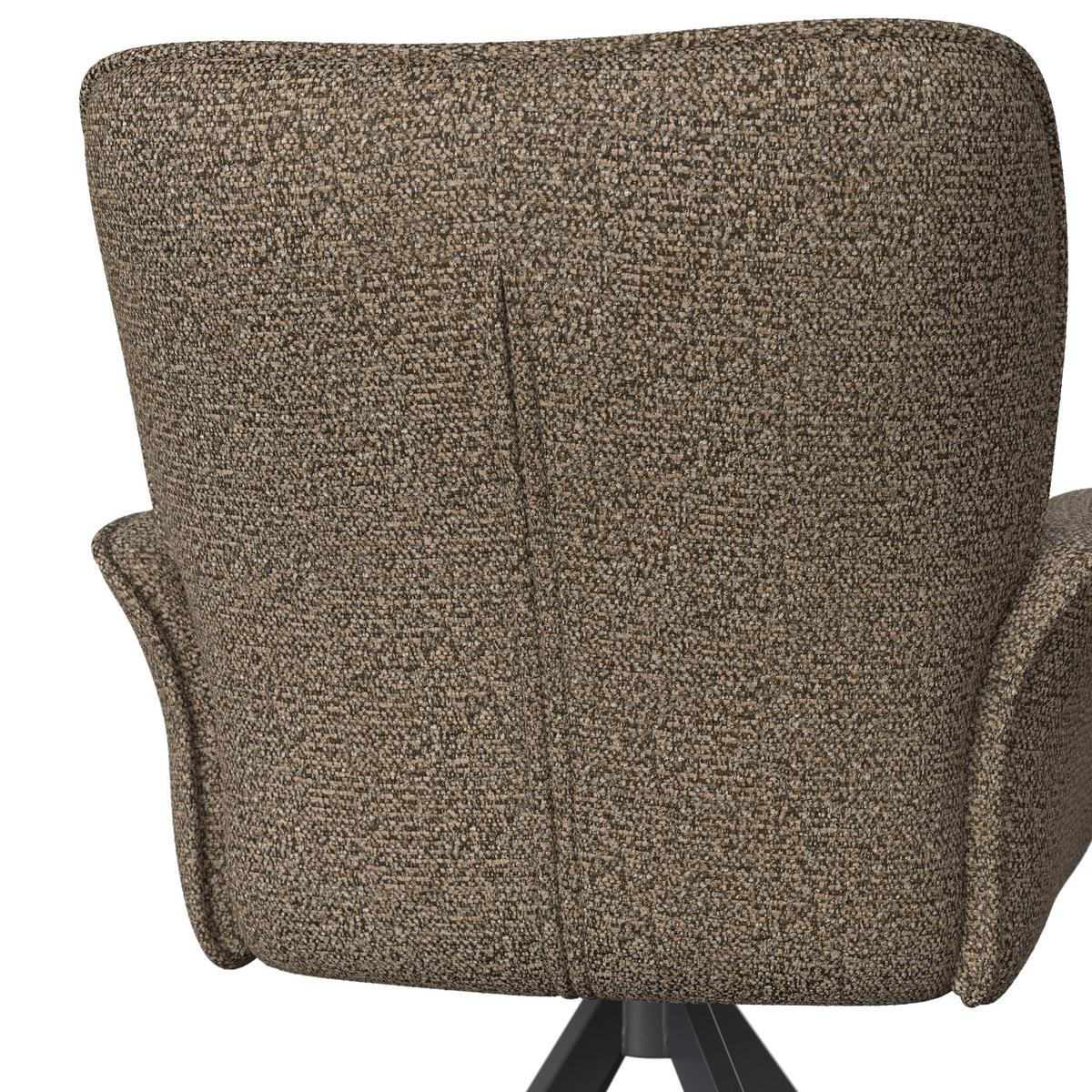 Armlehnstuhl Tess Braun Chenille Drehbar Gepolstert - Schwarz/Braun, MODERN, Holz/Textil (64/90/63cm) - Bessagi Home
