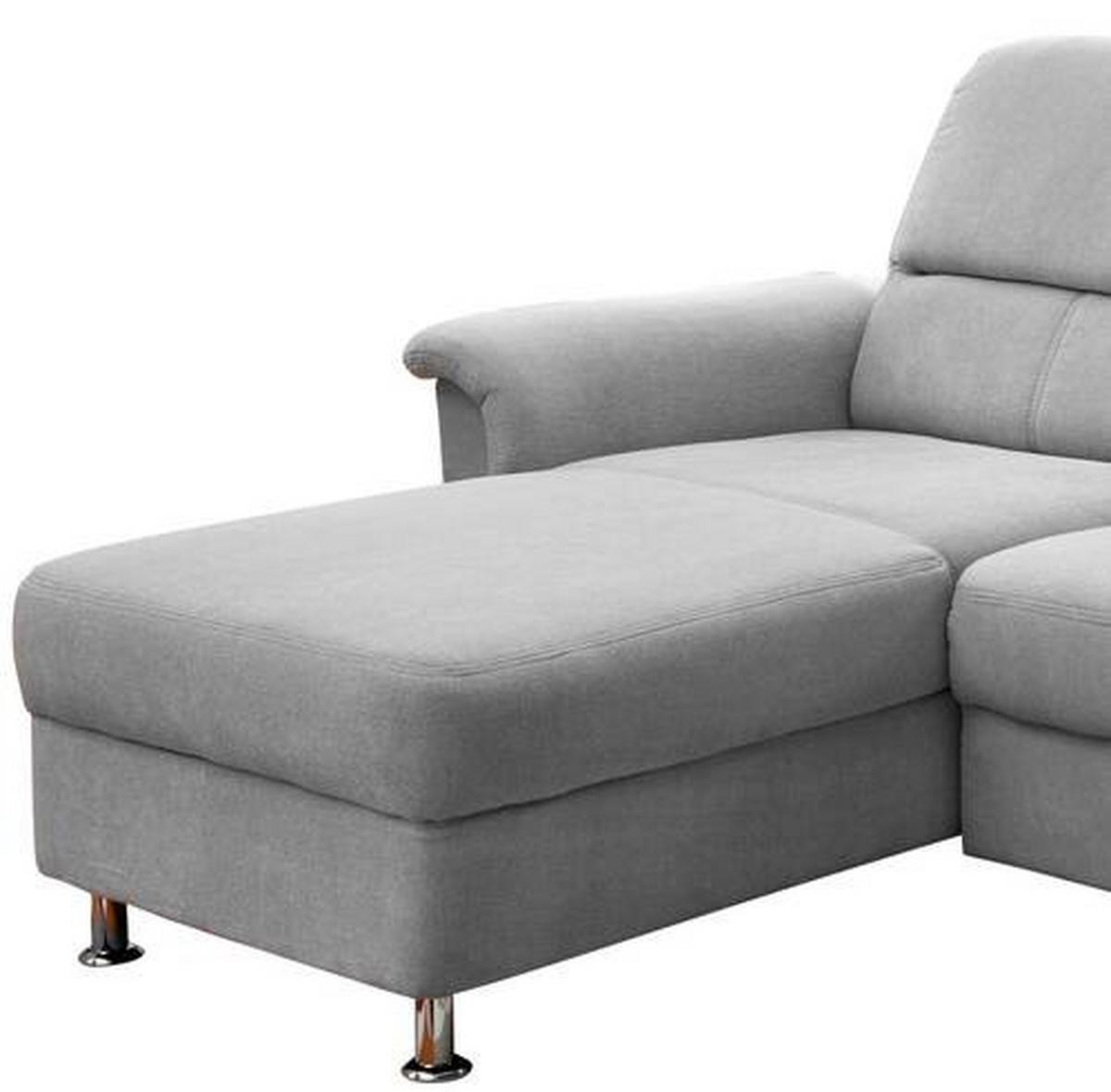 Ecksofa mit Relaxfunktion + USB Anschluss Parole, Mikrof. - Chromfarben/Silberfarben, MODERN, Textil/Metall (165/231cm) - Livetastic