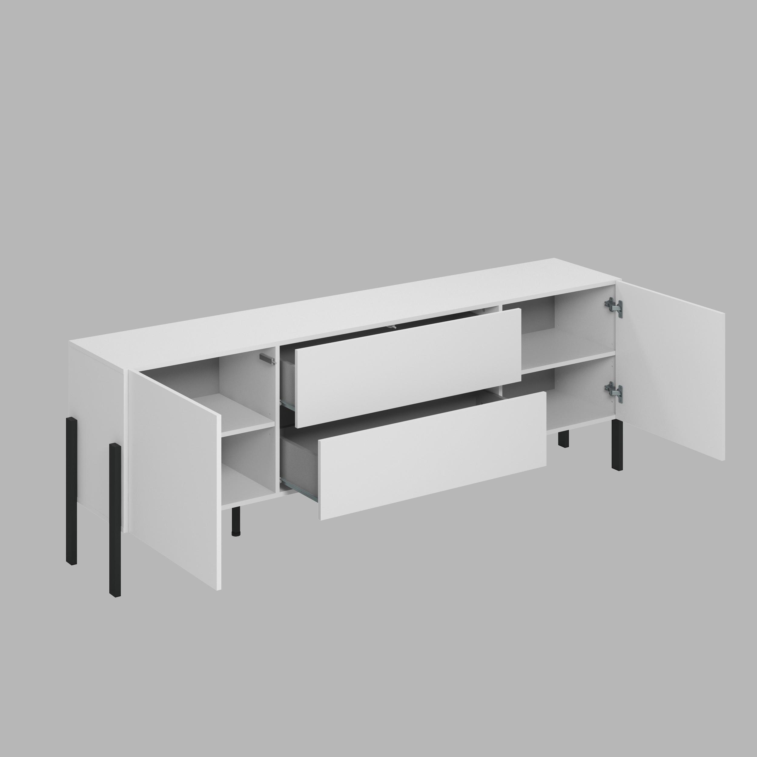 Tv Szekrény Jukon - fehér, Modern, faalapú anyag (204/70/40cm)