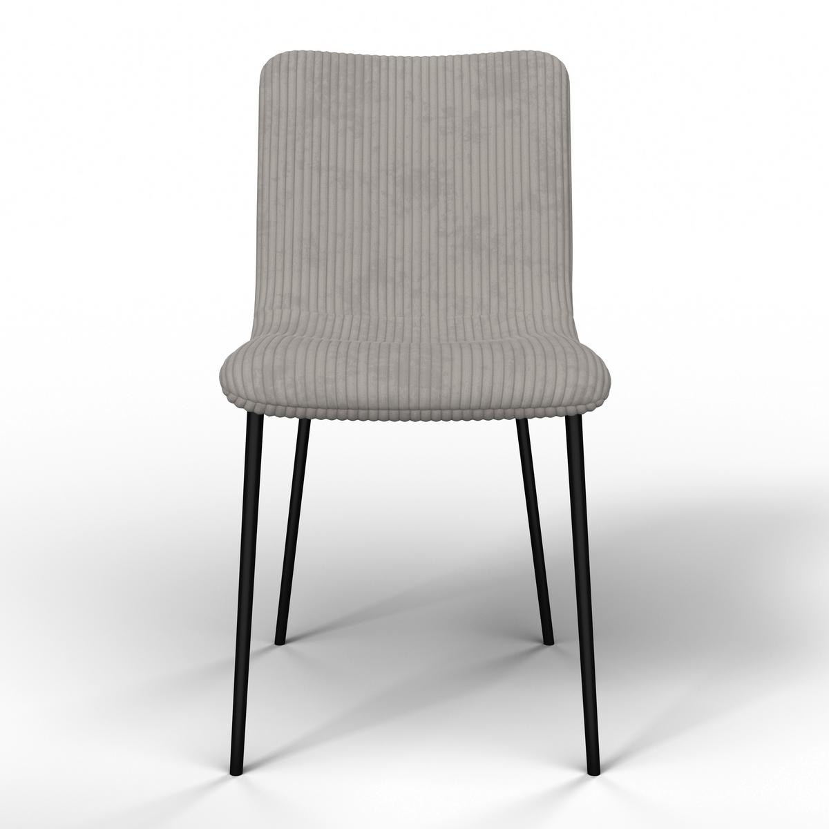 Stuhl Amy Hellgrau Cord Gepolstert - Hellgrau/Schwarz, MODERN, Holz/Textil (45/85/55cm) - Bessagi Home