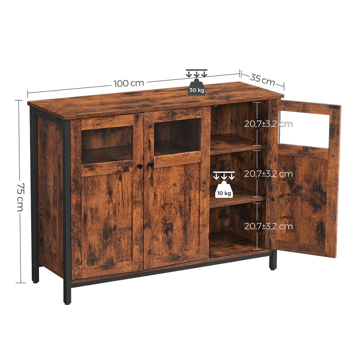 Sideboard in Dunkelbraun, Schwarz ca. 100x75x35 cm - Dunkelbraun/Schwarz, Trend, Holzwerkstoff (100/75/35cm) - MID.YOU