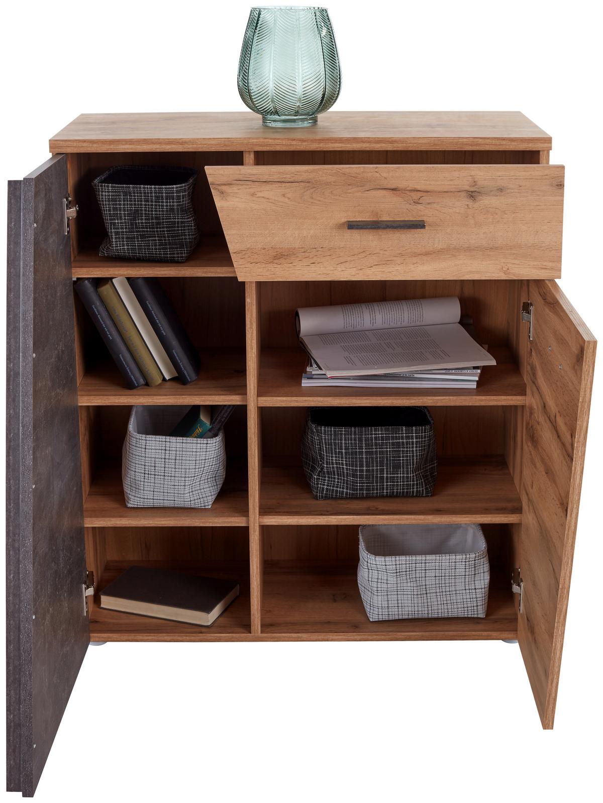 Komoda Venedig - barve kroma/temno siva, Moderno, umetna masa/leseni material (80/92/35cm) - Mömax