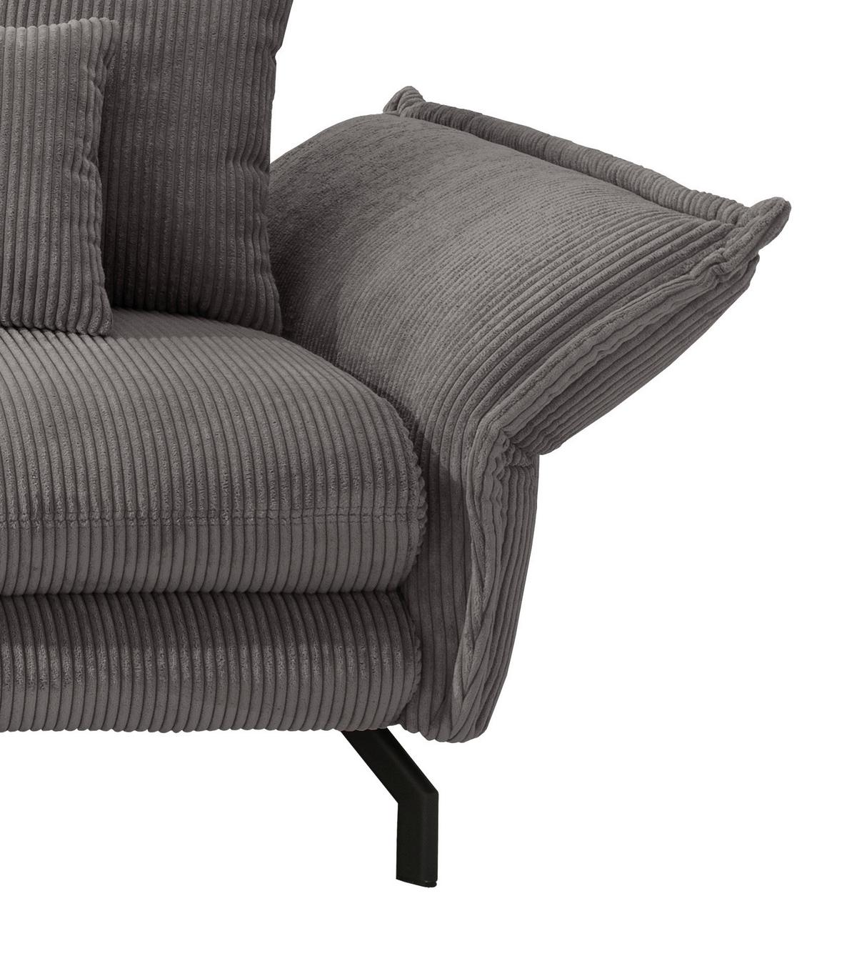 Wohnlandschaft Lava Grau Cord - Schwarz/Grau, MODERN, Textil/Metall (180/255cm) - Livetastic