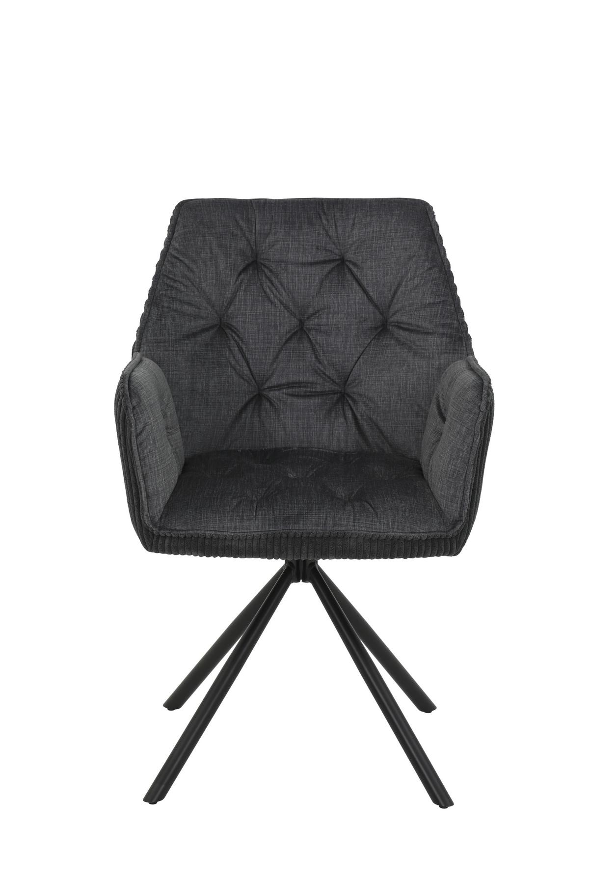 Armlehnstuhl-Set Inge 2er-Set Cord Anthrazit - Anthrazit/Schwarz, MODERN, Textil/Metall (58/88/63cm) - MID.YOU