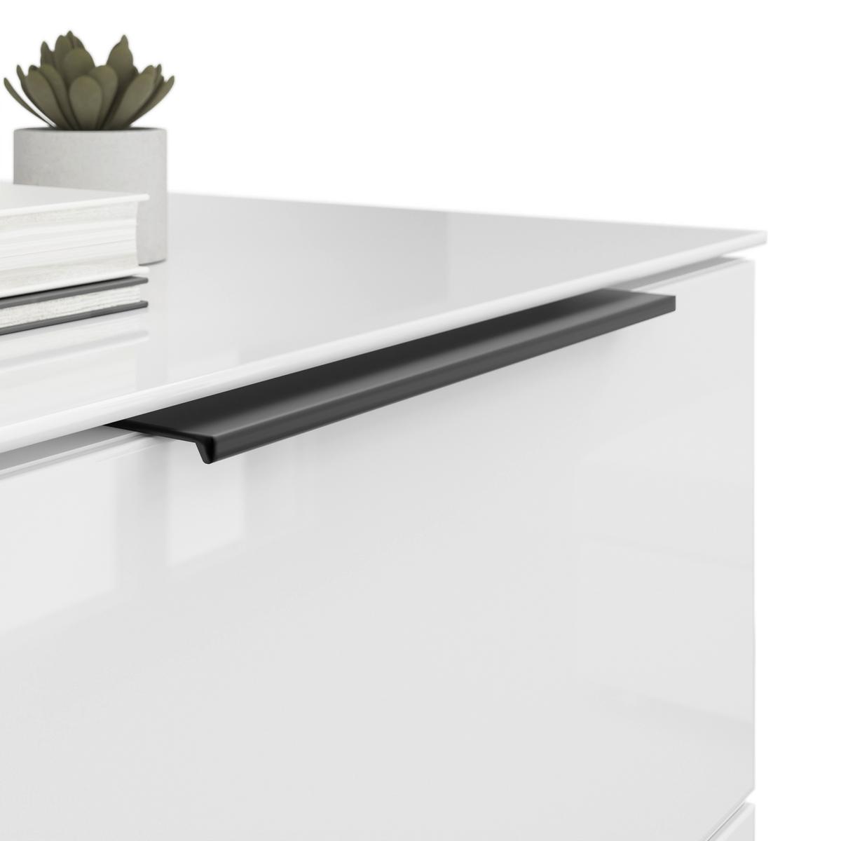 KOMODA NISKA STYLE - biały wysoki połysk/czarny, Basics, materiał drewnopochodny/tworzywo sztuczne (180/53,9/40cm)