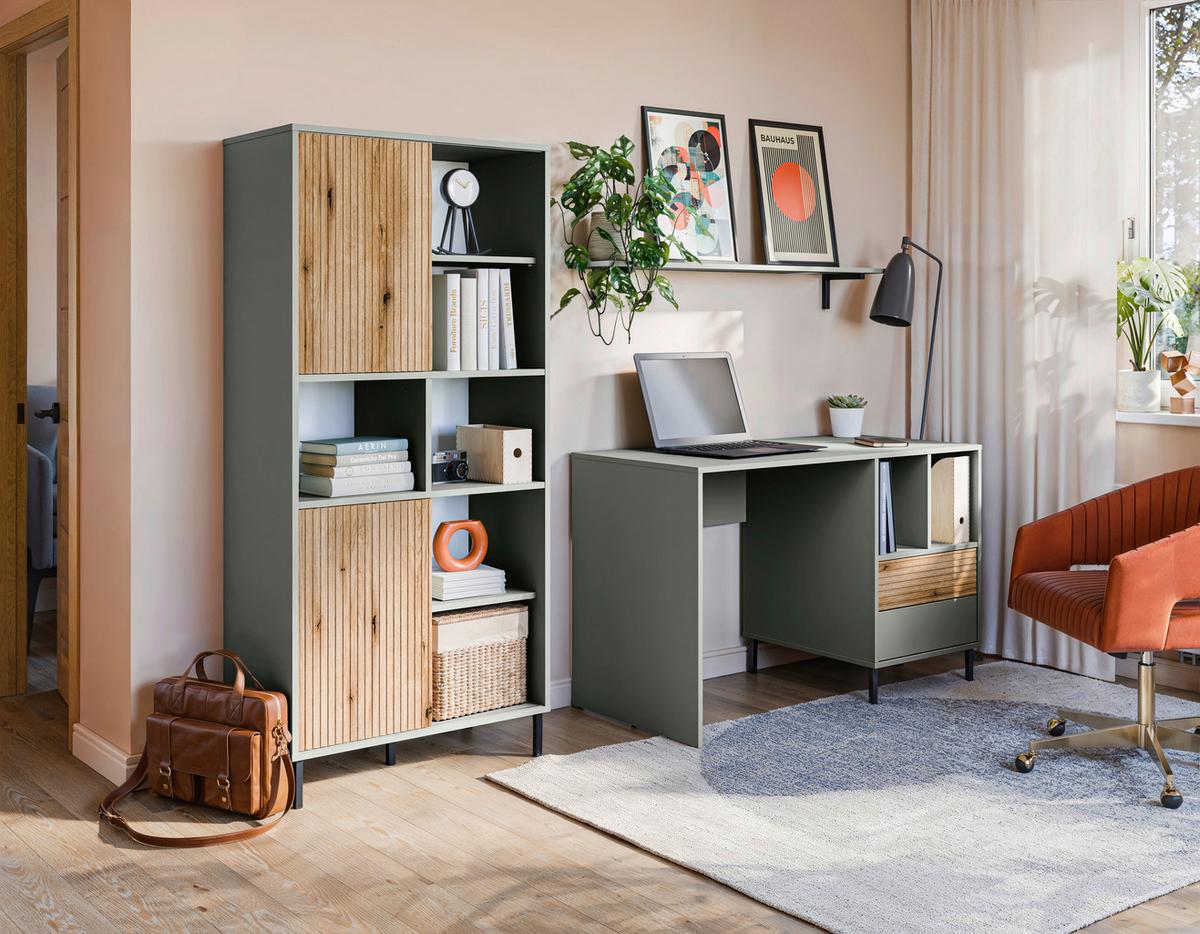 Radni Stol Pozzi - boje hrasta/zelena, Moderno, drvni materijal (120/76,4/58cm) - Modern Living