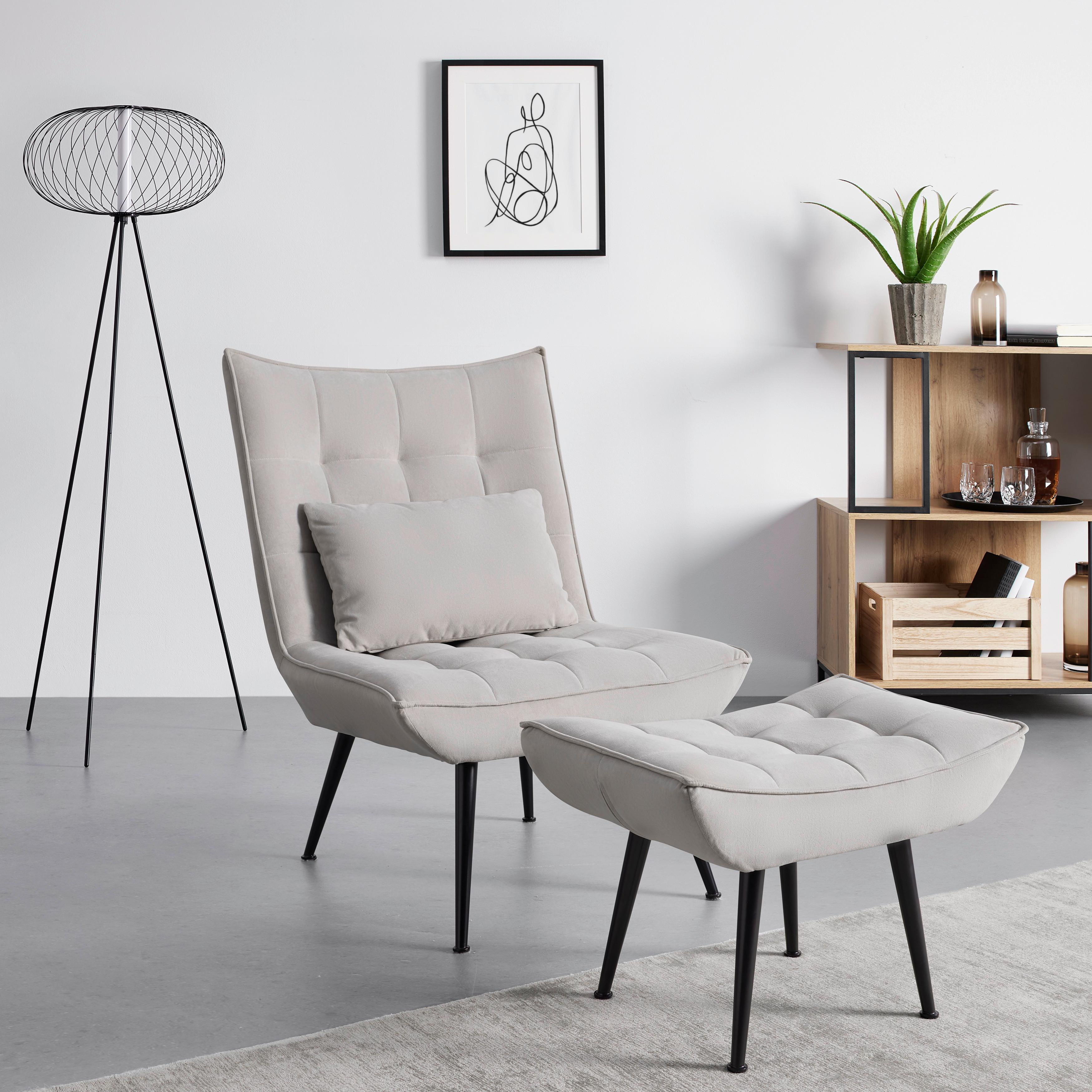 Scaun de relaxare TOMA - gri deschis, Modern, lemn/metal (68/95/66cm) - Bessagi Home