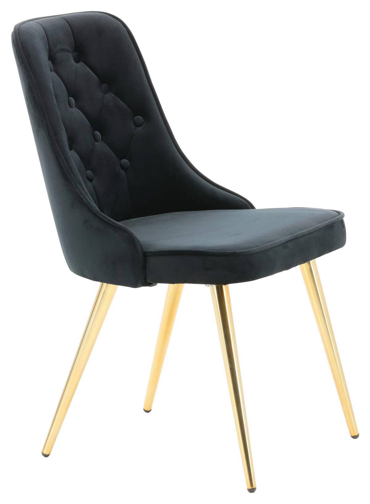 STUHL-SET VELVET DELUXE - Goldfarben/Schwarz, Design, Kunststoff/Textil (50/88.5/66cm) - Livetastic
