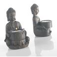 Teelichthalter Buddha in Braun Aus Kunstharz - Braun, LIFESTYLE, Kunststoff (9/14/9cm) - AMBIA HOME