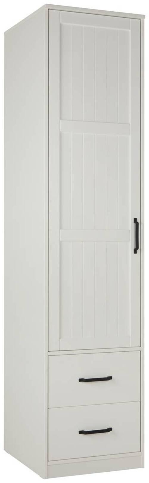 Drehtürenschrank aus Kiefer teilmassiv in Weiss - Weiss/Schwarz, Romantik / Landhaus, Holz/Kunststoff (52/222/60cm) - Mömax