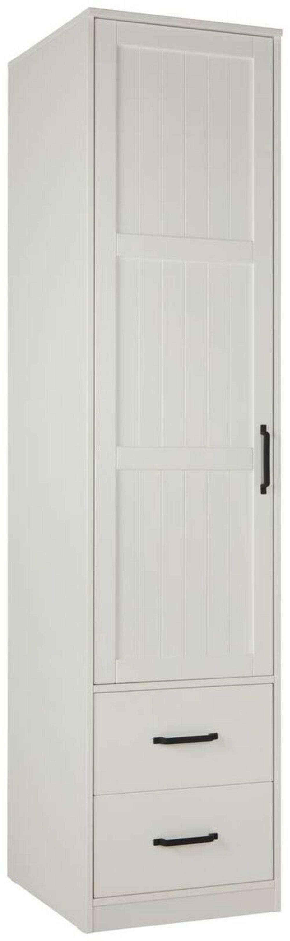 Drehtürenschrank aus Kiefer teilmassiv in Weiss - Weiss/Schwarz, Romantik / Landhaus, Holz/Kunststoff (52/222/60cm) - Mömax