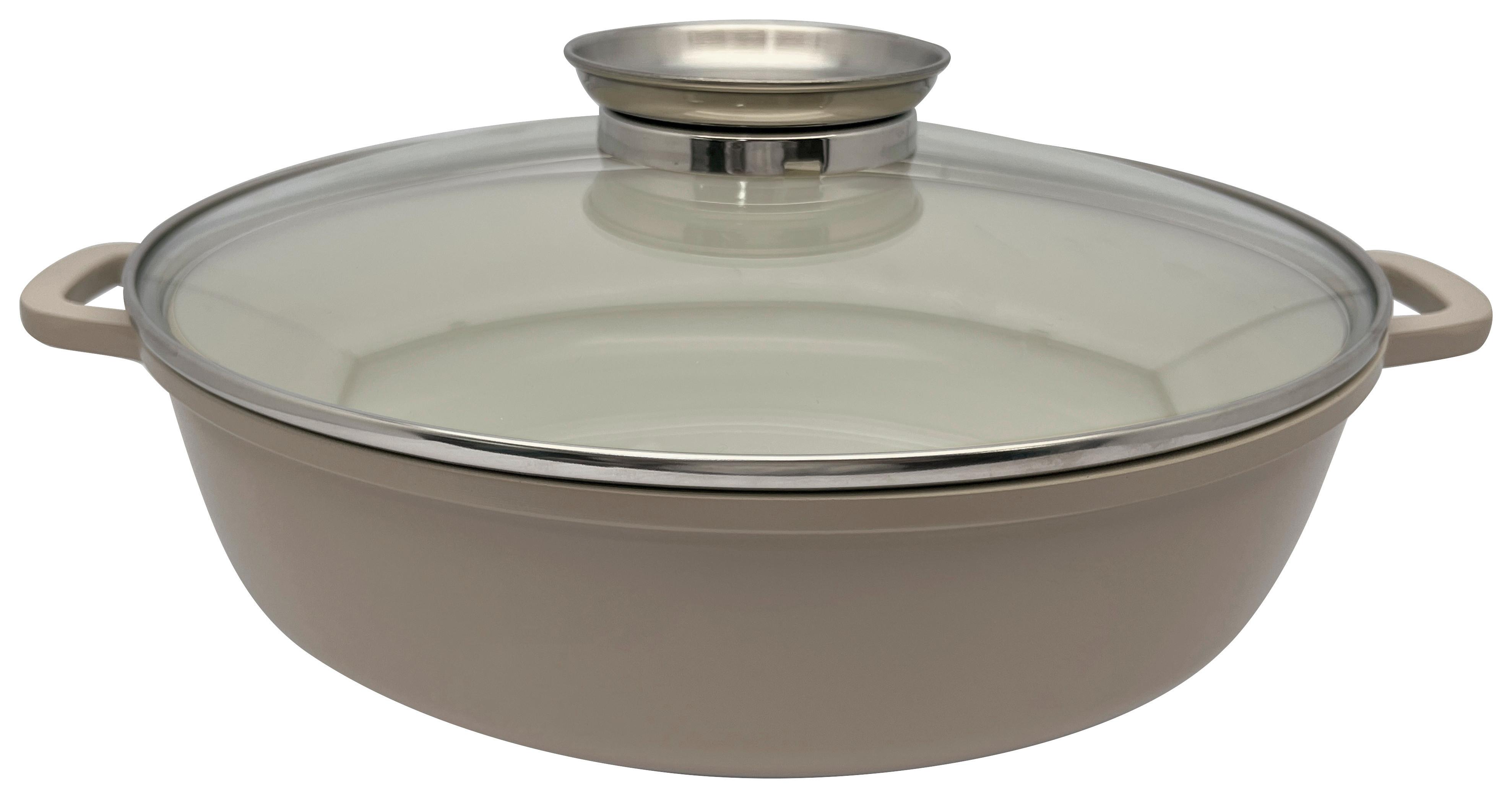 Tigaie pentru servire Betty - străveziu/taupe, Modern, sticlă/metal (28/7.5cm) - Mömax