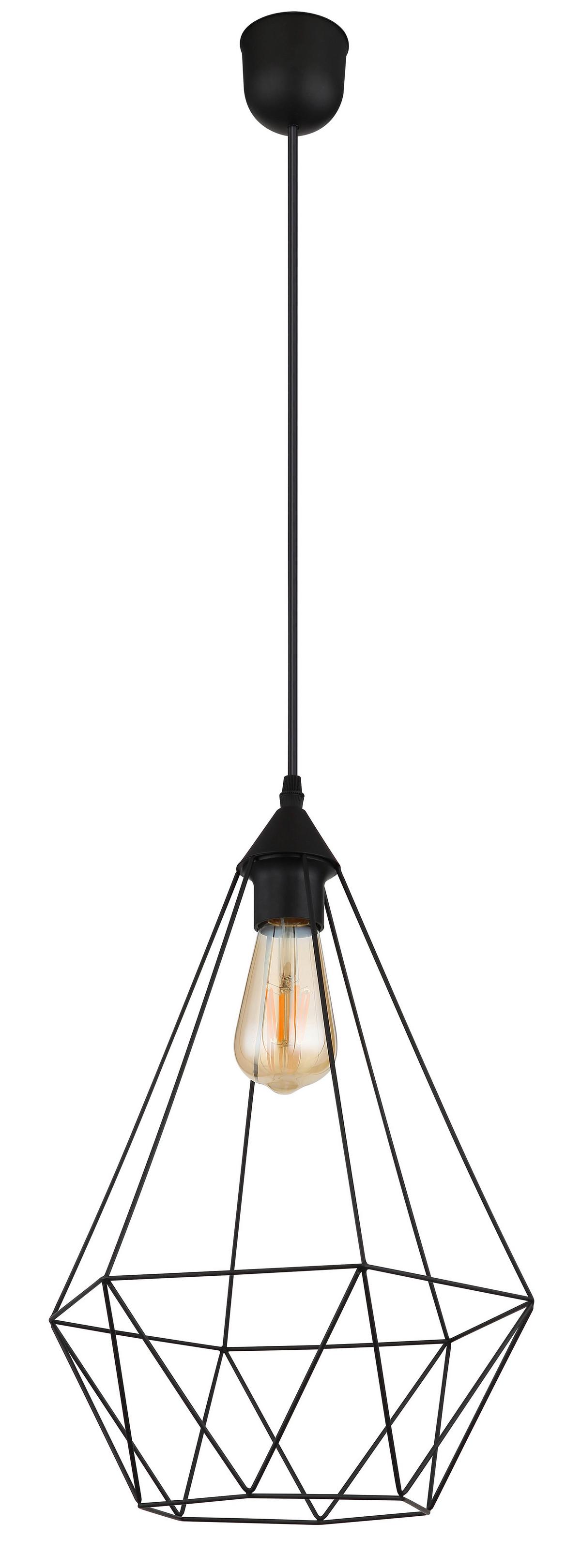 Hängeleuchte Zachary Schwarz max. 60 Watt - Schwarz, Design, Textil/Metall (30/120cm) - Globo