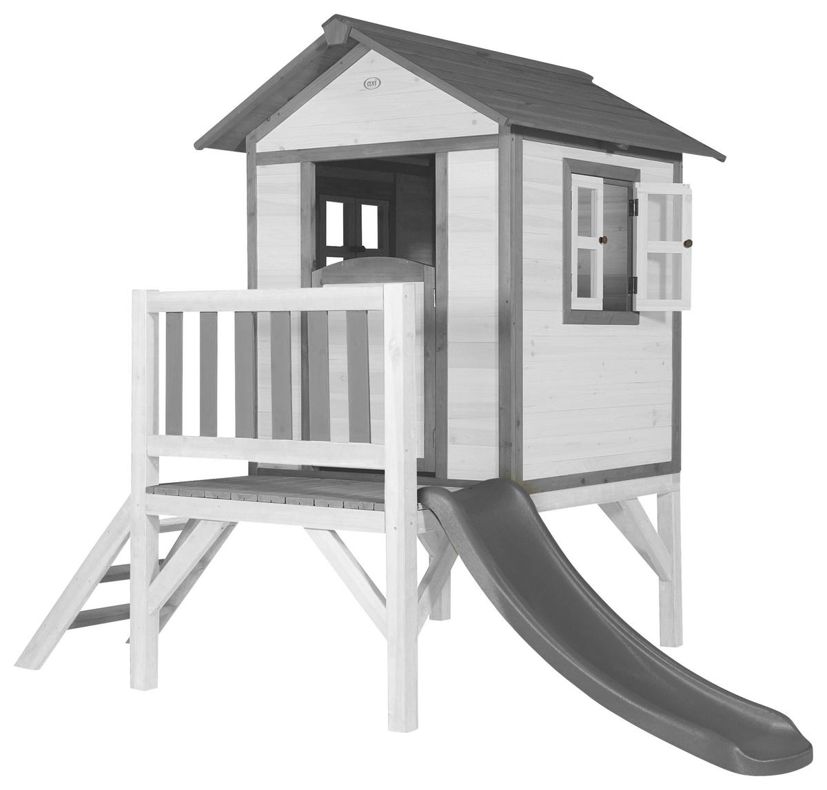 Spielhaus Grau/Weiß - Weiß/Grau, KONVENTIONELL, Holz/Kunststoff (240/189/167cm) - Ambia Garden