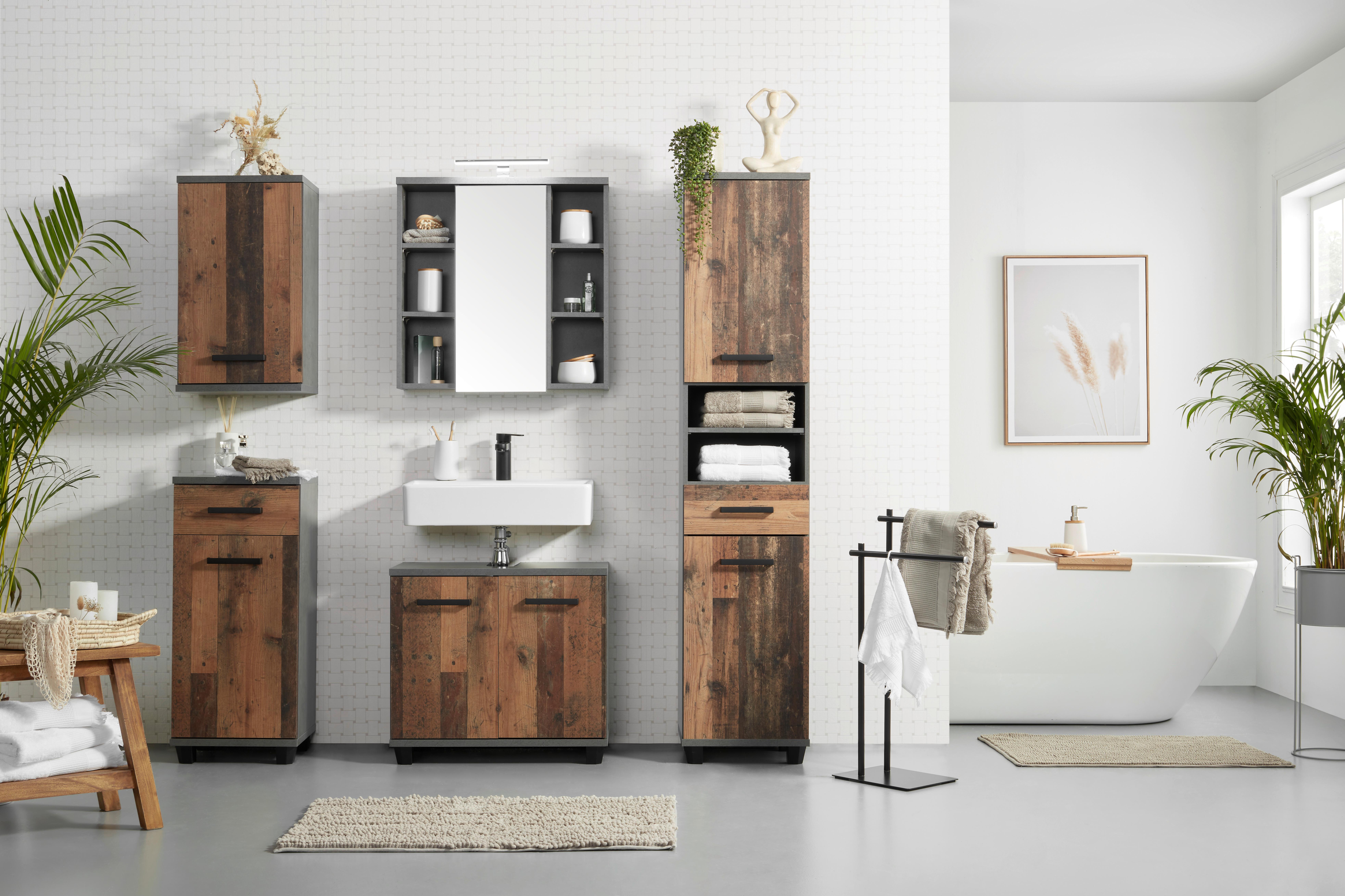 Oberschrank in Dunkelgrau/Braun - Dunkelgrau/Schwarz, Konventionell, Holzwerkstoff/Kunststoff (40/69/29cm) - Mömax