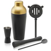 Koktélszett Glamour - fekete/aranyszínű, Modern, műanyag/fém - Premium Living