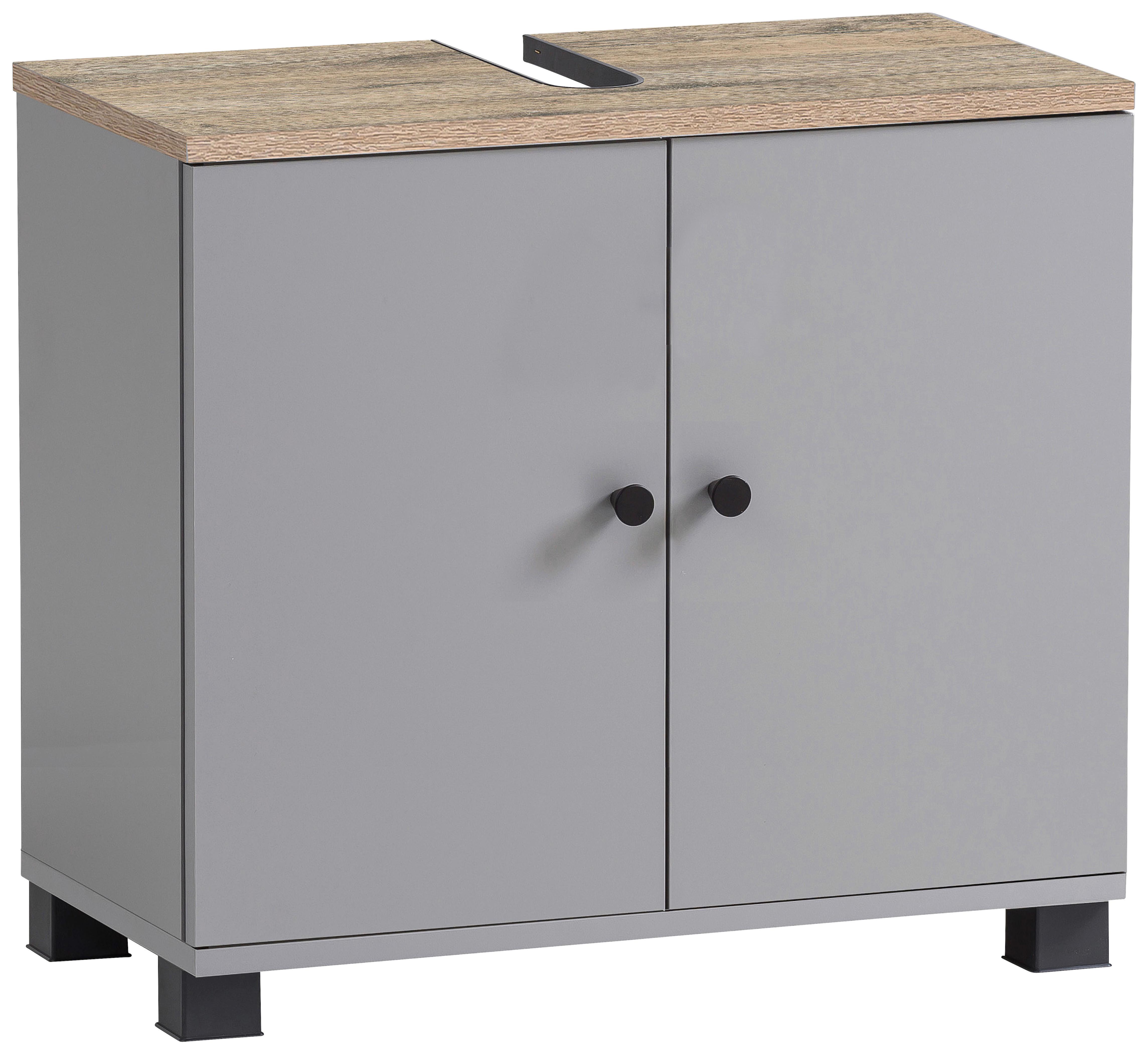 Waschbeckenunterschrank Balto Grau - Schwarz/Grau, MODERN, Holzwerkstoff/Kunststoff (60/62,4/32,6cm) - MID.YOU