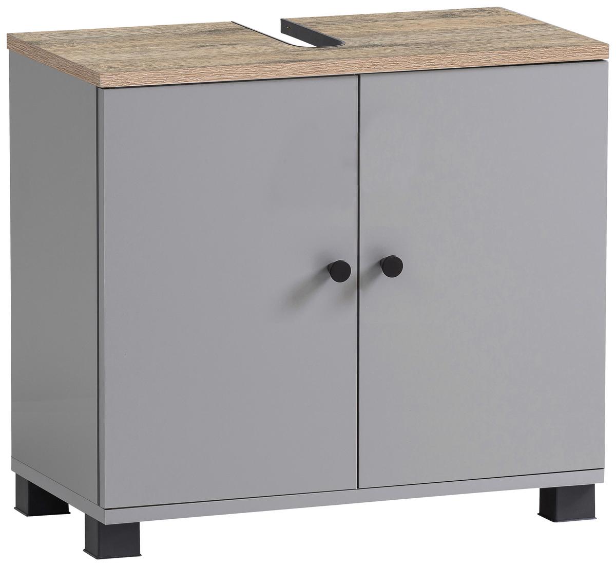 Waschbeckenunterschrank Balto Grau - Schwarz/Grau, MODERN, Holzwerkstoff/Kunststoff (60/62,4/32,6cm) - MID.YOU