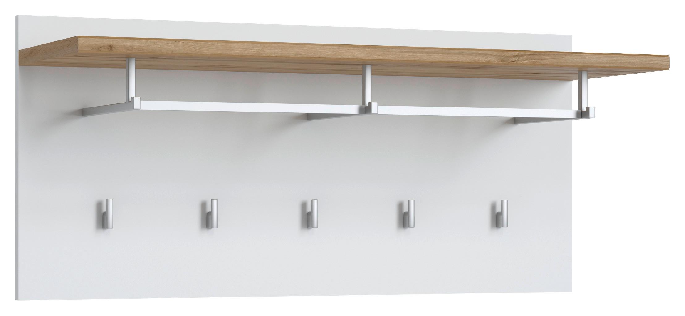 Garderobni Panel Hola, Bela, Barva Hrasta - hrast wotan/bela, Trend, leseni material (90/40,5/30cm)