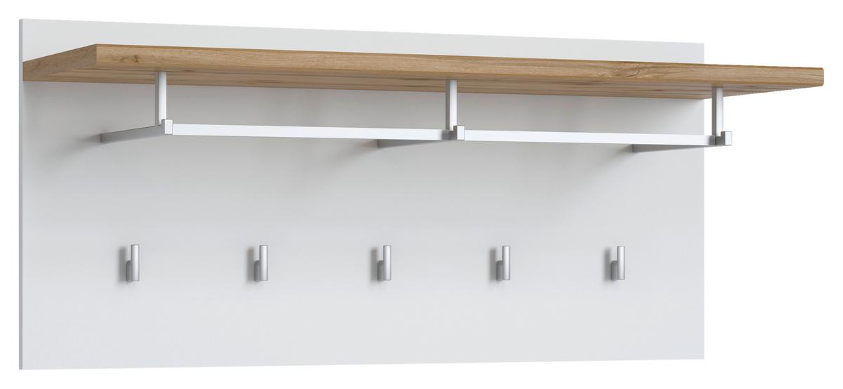 Garderobni Panel Hola, Bela, Barva Hrasta - hrast wotan/bela, Trend, leseni material (90/40,5/30cm)