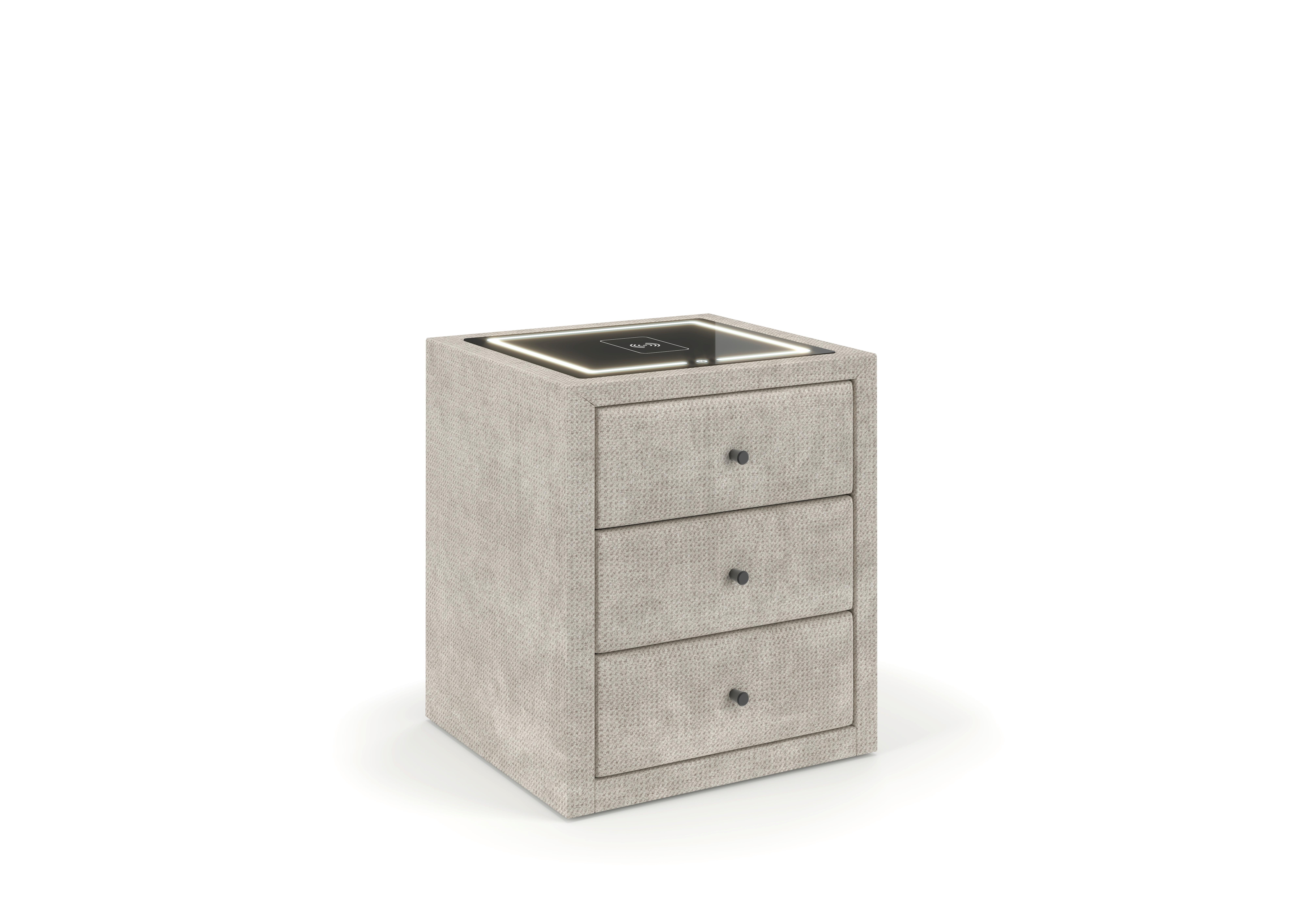 Noćni Ormarić Brisbane Ii - crna/krem, Trend, staklo/drvni materijal (49,5/56,5/46cm) - Premium Living