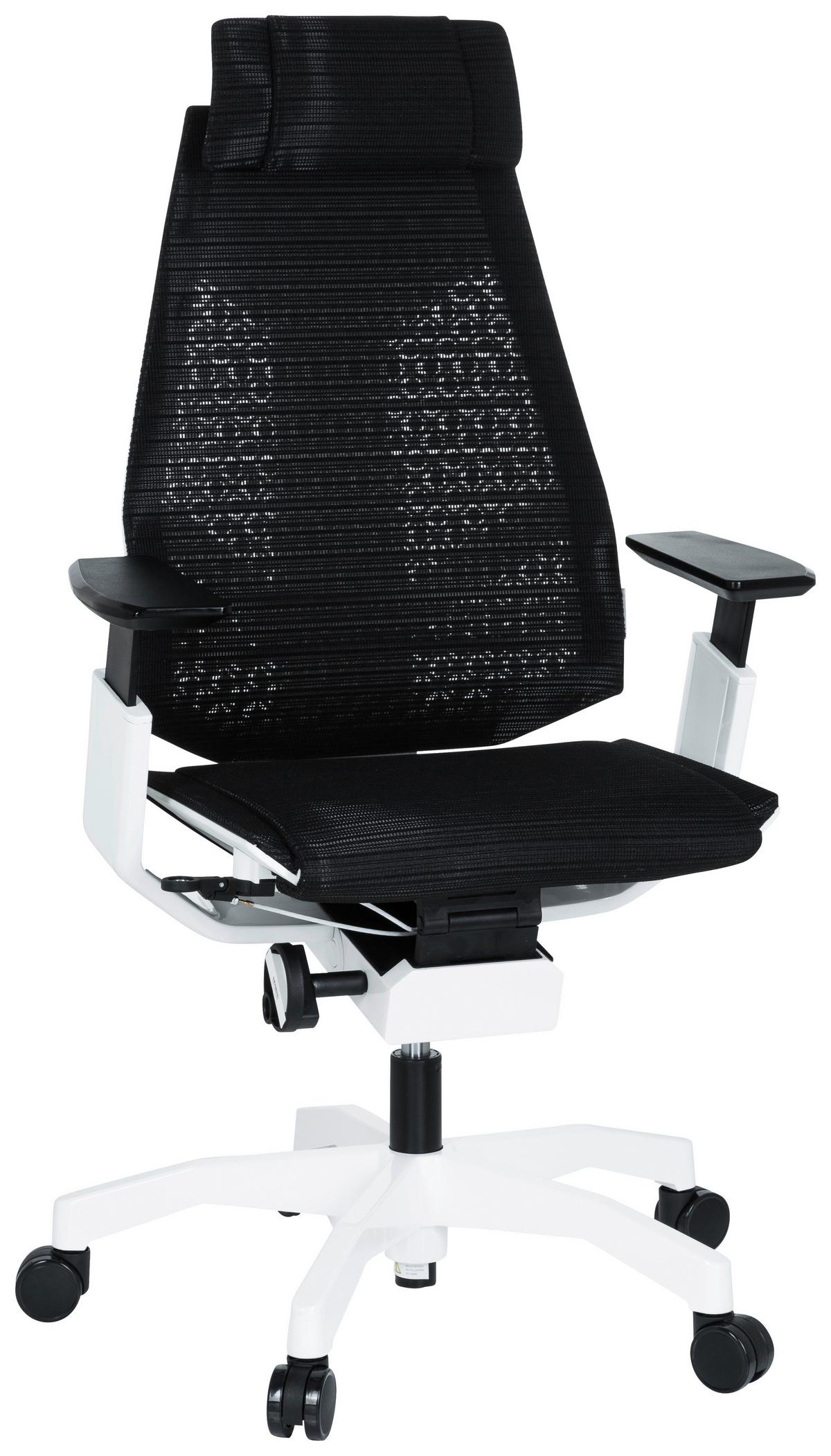 Pisarniški Stol Genidia Pro, Črna - črna/bela, Moderno, umetna masa/tekstil (57/114/46cm) - MID.YOU