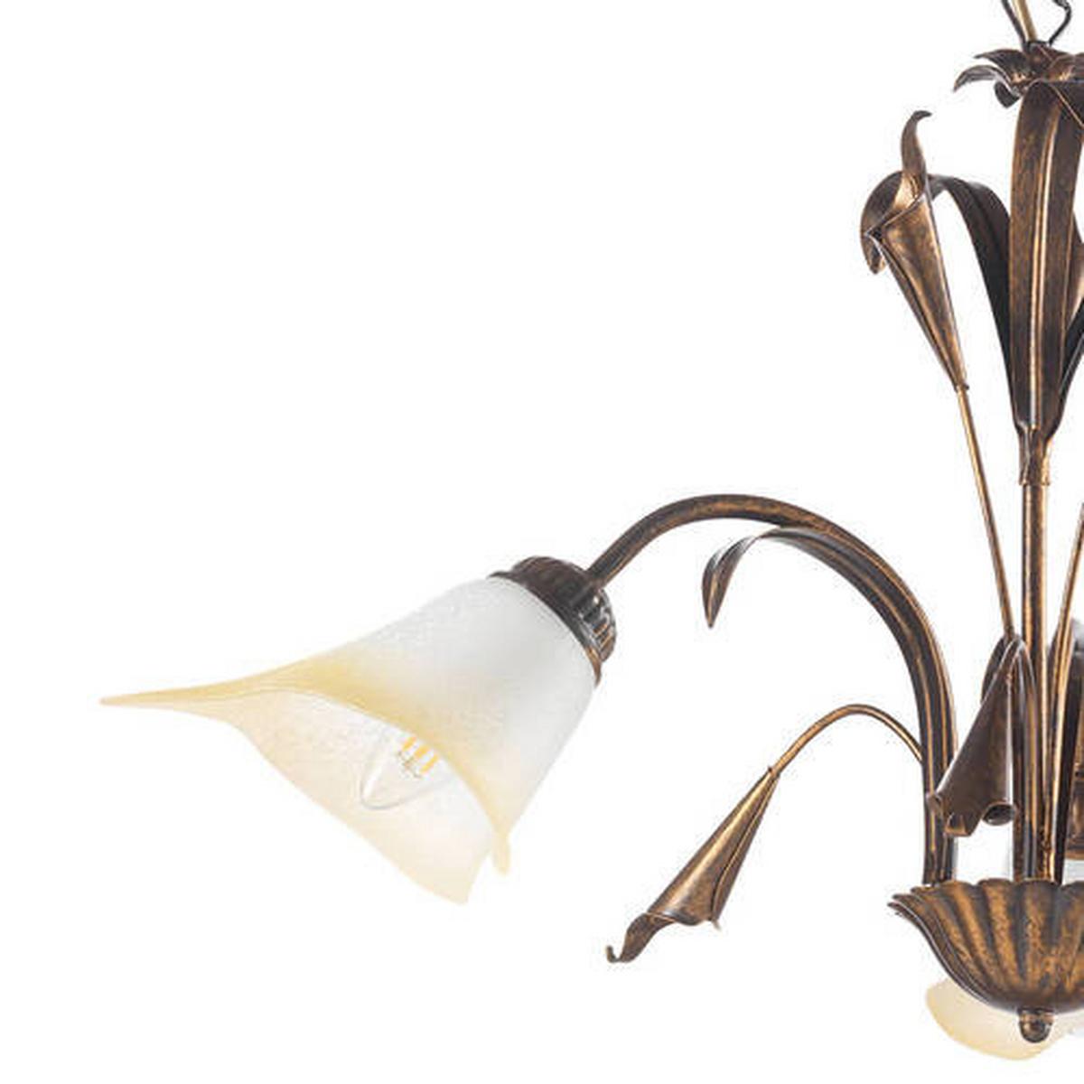 Kronleuchter Lucrezia Bronzo Bronzefarben max. 6 Watt - Bronzefarben, Natur, Glas/Metall (60/100cm)