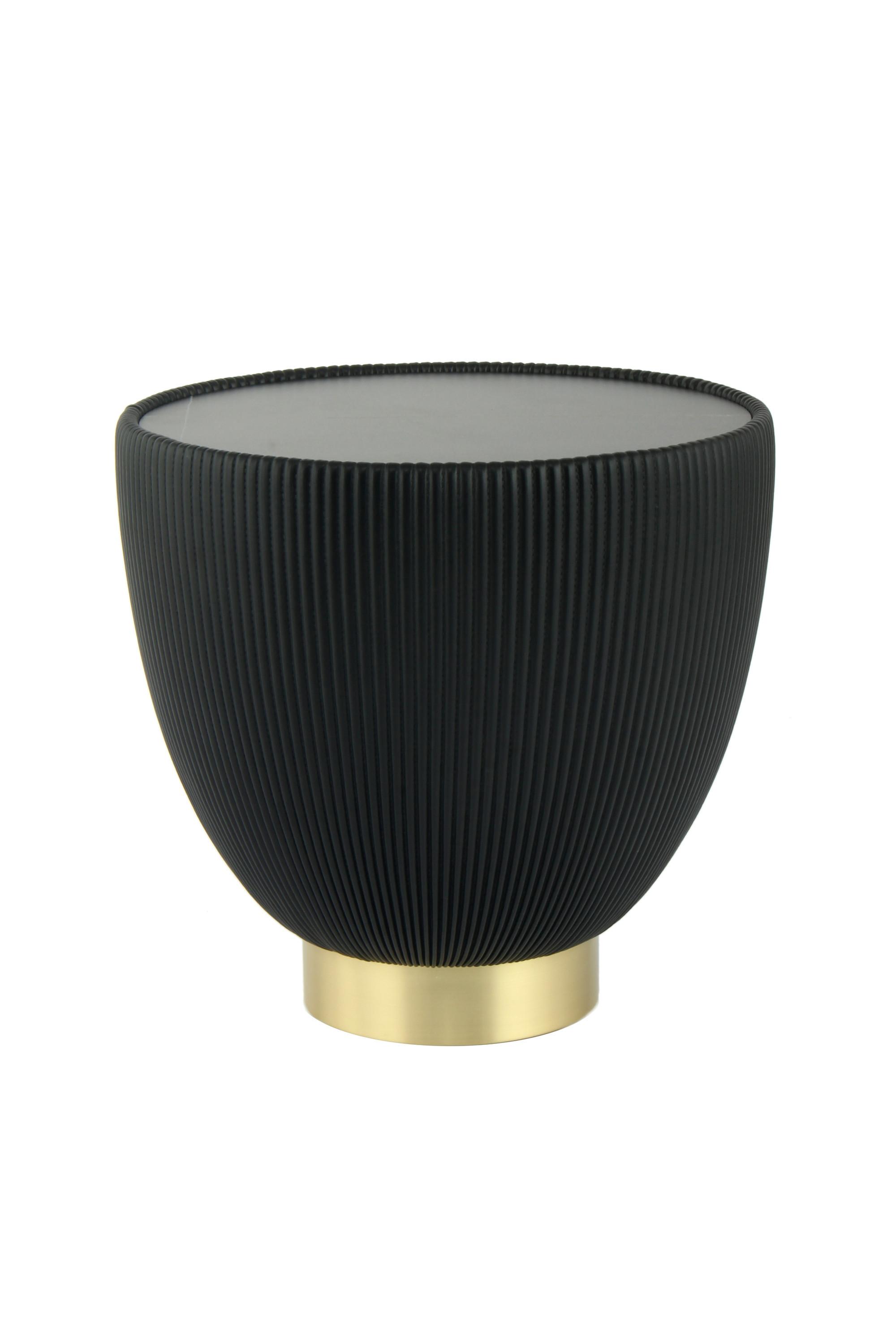 BEISTELLTISCH JOKAI 125 SCHWARZ - Goldfarben/Schwarz, Design, Textil/Stein (47/45cm) - Kayoom