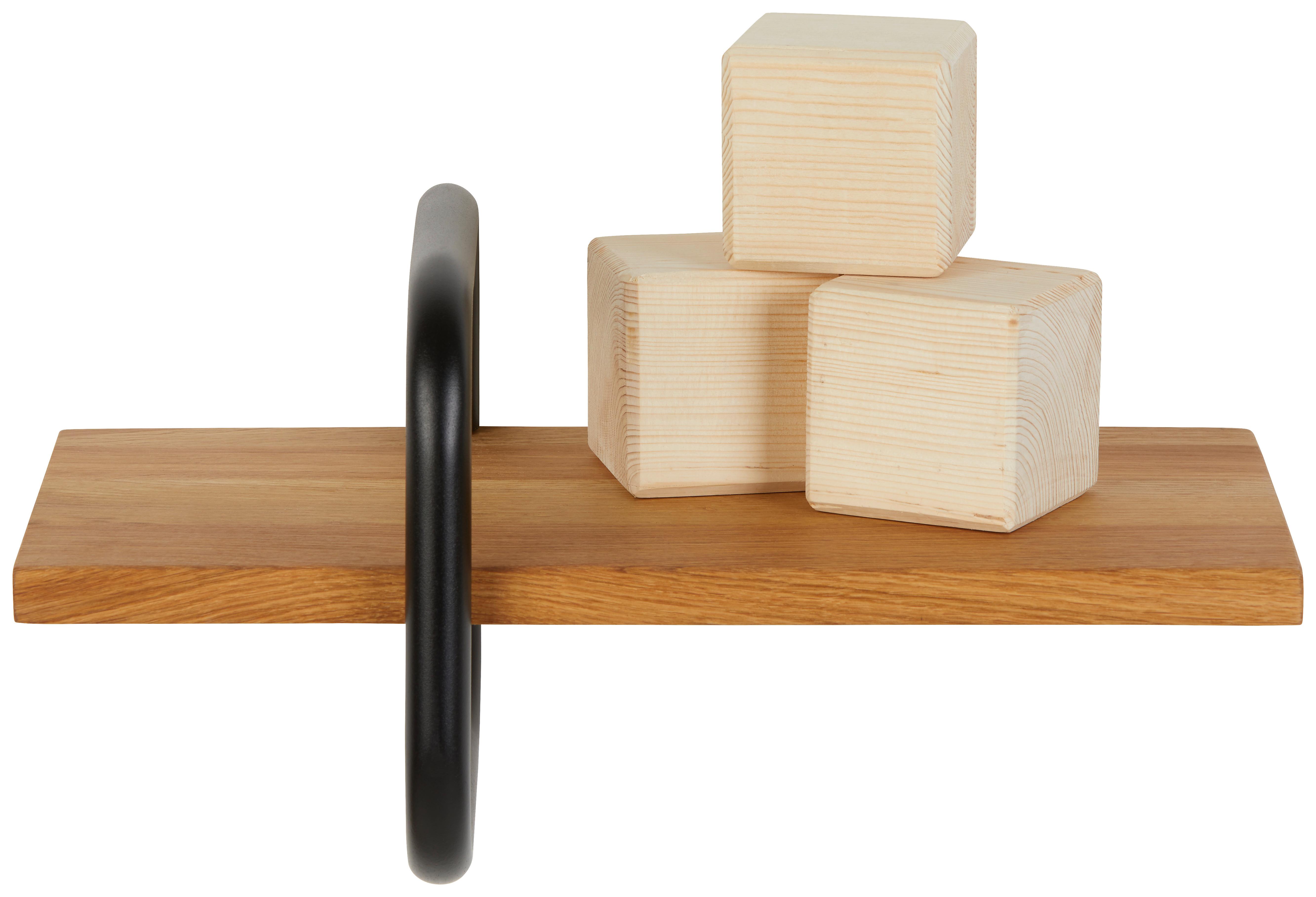 Wandboard aus Eiche massiv - Eichefarben/Schwarz, MODERN, Holz/Metall (40/20/22cm) - Mömax