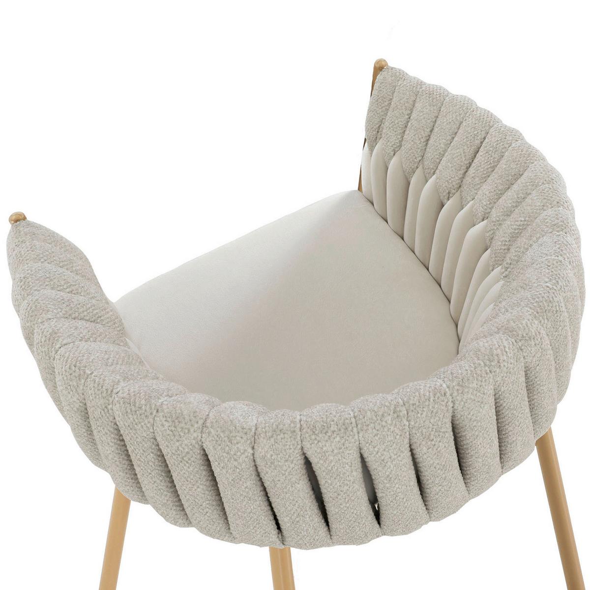 KRZESŁO Z PODŁOKIETNIKAMI TWISTY   -AMBIA HOME- - beżowy/kolor złoty, Design, metal/tkanina (65/76/60cm) - Ambia Home