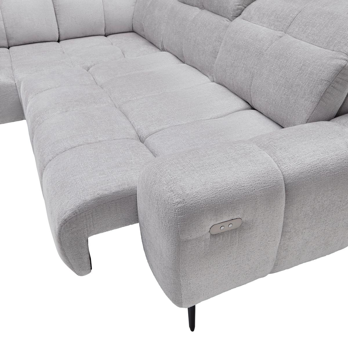 Kutna Garnitura Silvio - svijetlo siva/crna, Moderno, tekstil/metal (225/85-105/275cm) - Mömax