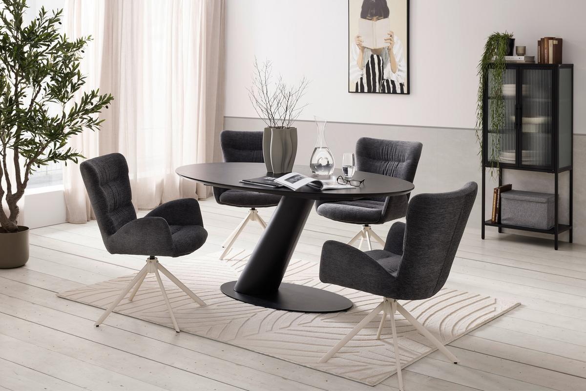 Esstisch Steven Schwarz - Schwarz, Design, Holzwerkstoff/Metall (160/76/95cm) - Mömax