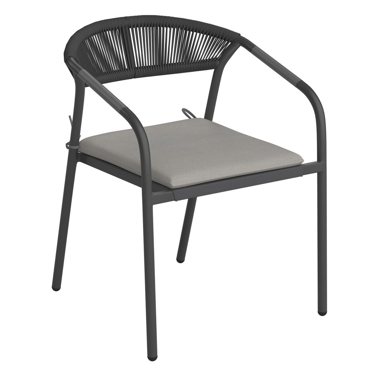 Gartensessel-Set Benicio Grau Polywood/Textilene 2er-Set - Dunkelgrau/Schwarz, MODERN, Kunststoff/Textil (56/80/64cm) - Bessagi Garden