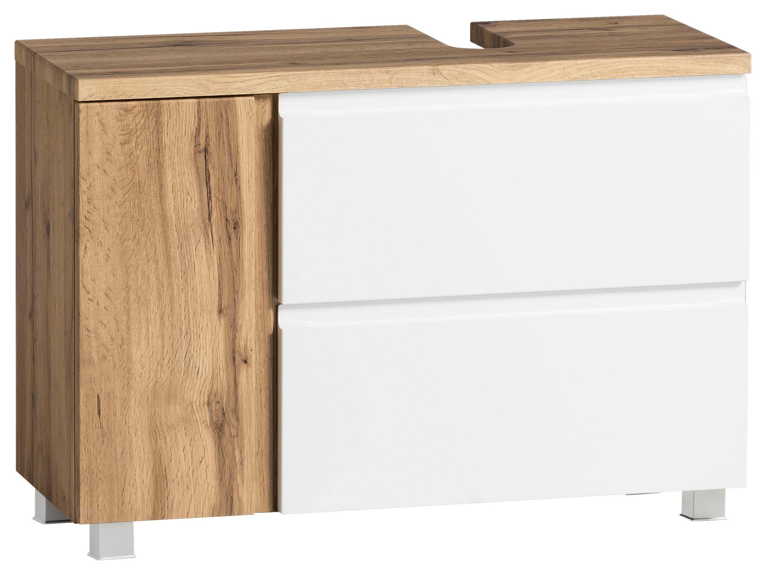 Waschbeckenunterschrank Matt weiß/Wotan Eiche - Eiche Wotan/Weiß, MODERN, Holzwerkstoff (85/56/35cm) - Held