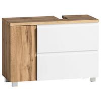 Waschbeckenunterschrank Matt weiß/Wotan Eiche - Eiche Wotan/Weiß, MODERN, Holzwerkstoff (85/56/35cm) - Held