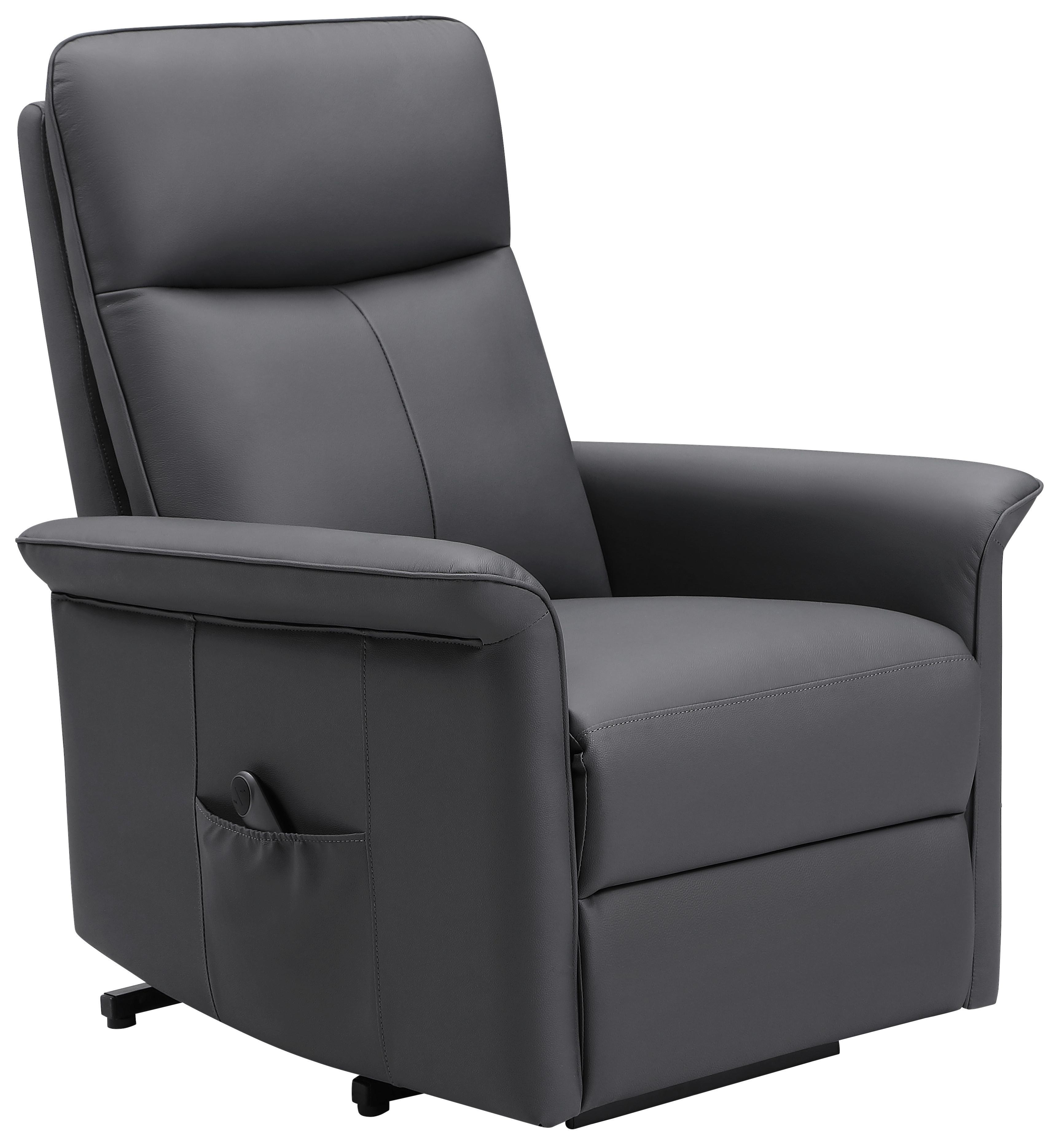 Relaxsessel Carlo Anthrazit - Anthrazit/Schwarz, KONVENTIONELL, Leder/Holz (77/103/84cm) - Mömax