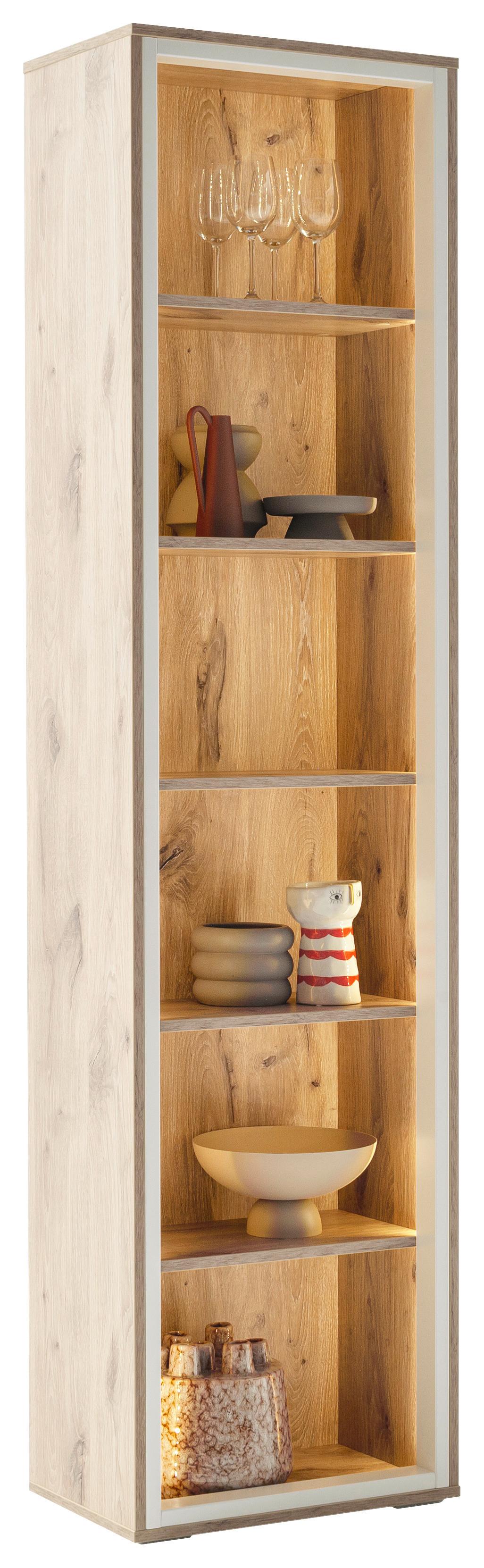 Regalelement Santerno Weiß/Eichefarben - Weiss/Eichefarben, Konventionell, Holzwerkstoff (50/197/32cm) - Mömax