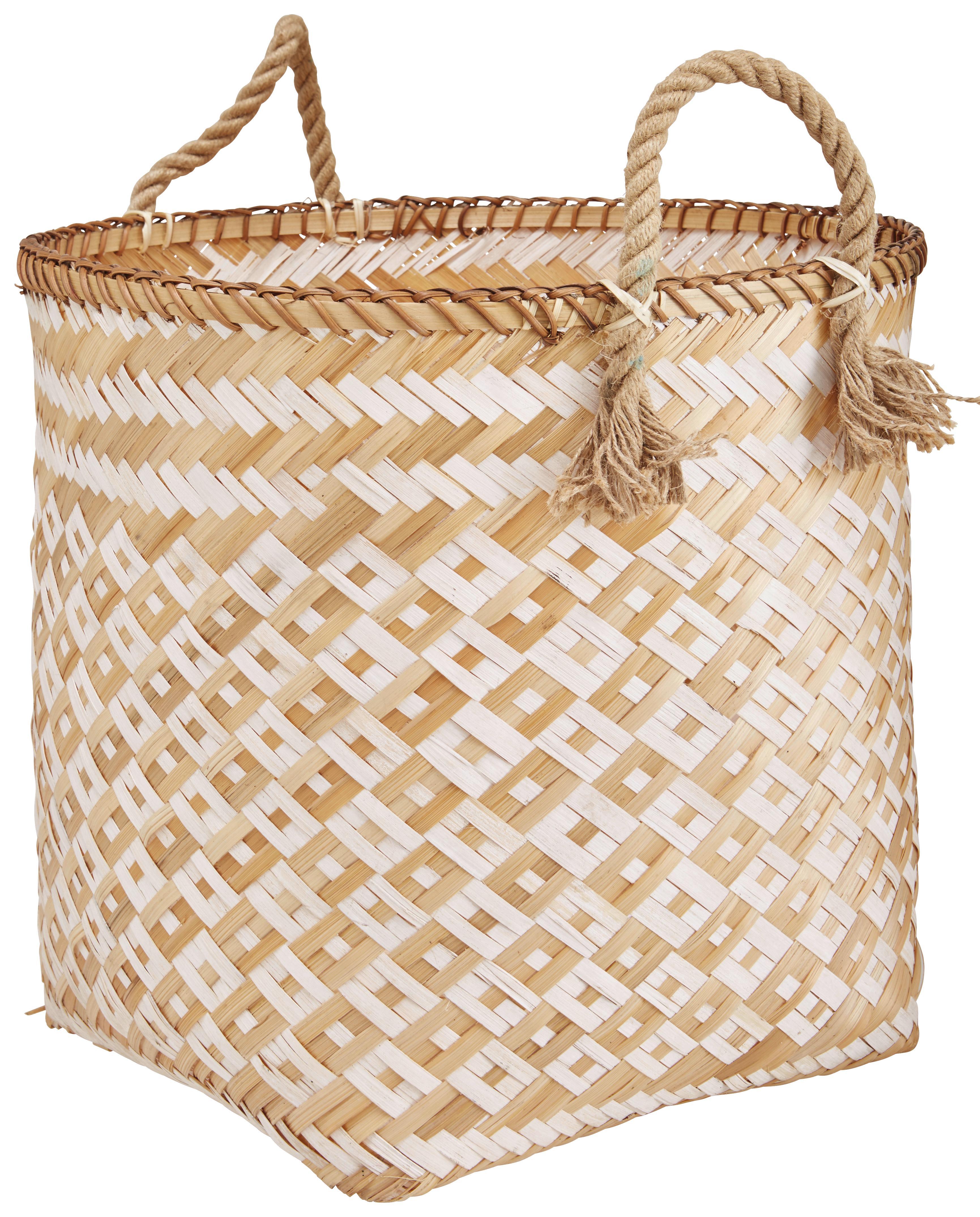 Universalkorb Mette L Weiß/Naturfarben - Naturfarben/Weiß, MODERN, Holz (47/45cm) - Mömax modern living