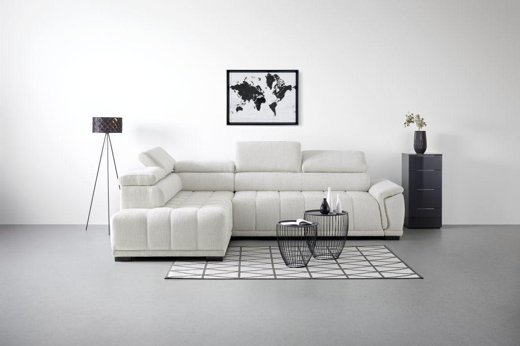 Ecksofa Gremio Links Grauweiß - Grauweiß/Schwarz, MODERN, Kunststoff/Textil (206/283cm) - Premium Living