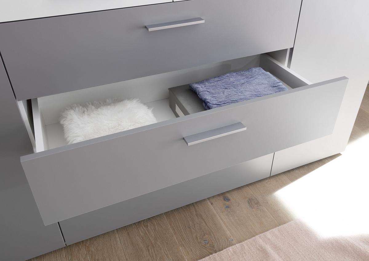 Kombischrank in Grau/Weiß - Weiss/Silberfarben, Konventionell, Holzwerkstoff/Metall (163/196,4/57,6cm) - Mömax