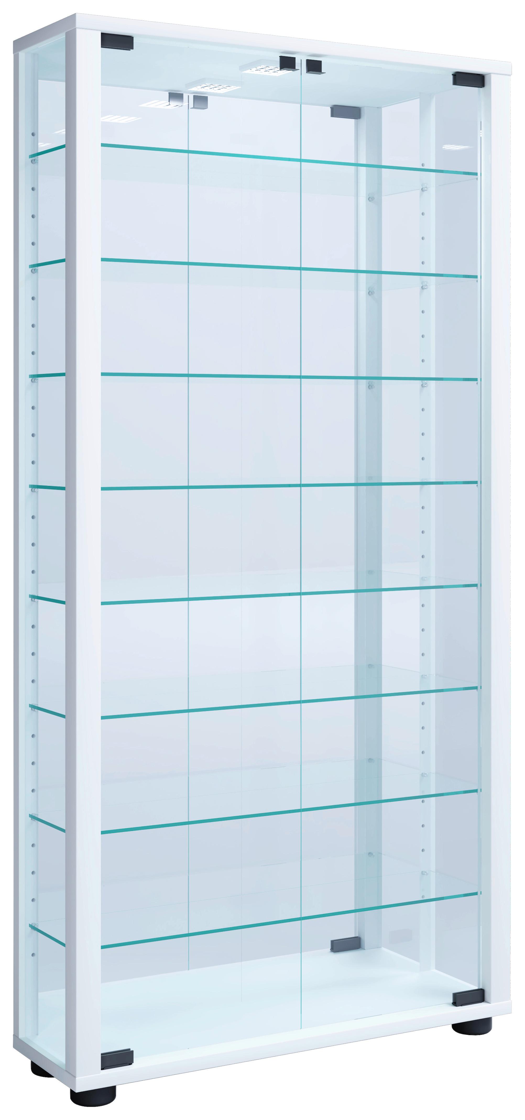 Hängevitrine Vitrosa ca. 59x114x18 cm Weiß - Schwarz/Weiß, MODERN, Glas/Holzwerkstoff (59/114,3/18cm) - MID.YOU