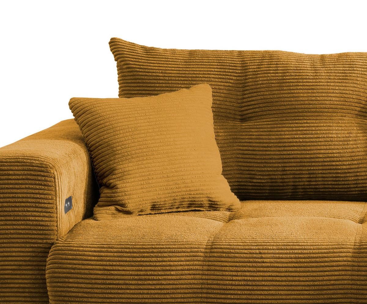 Wohnlandschaft Restato Goldfarben Cord - Goldfarben/Schwarz, MODERN, Holz/Textil (246/177cm) - MID.YOU