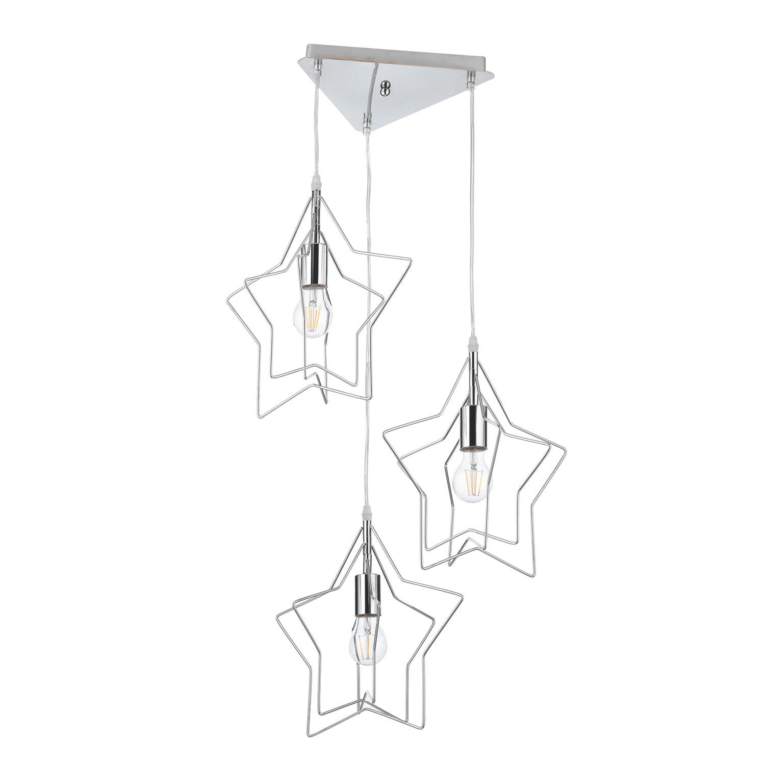 Kinderhängeleuchte Estrella Chromfarben max. 22 Watt - Chromfarben, Design, Metall (38/120cm)