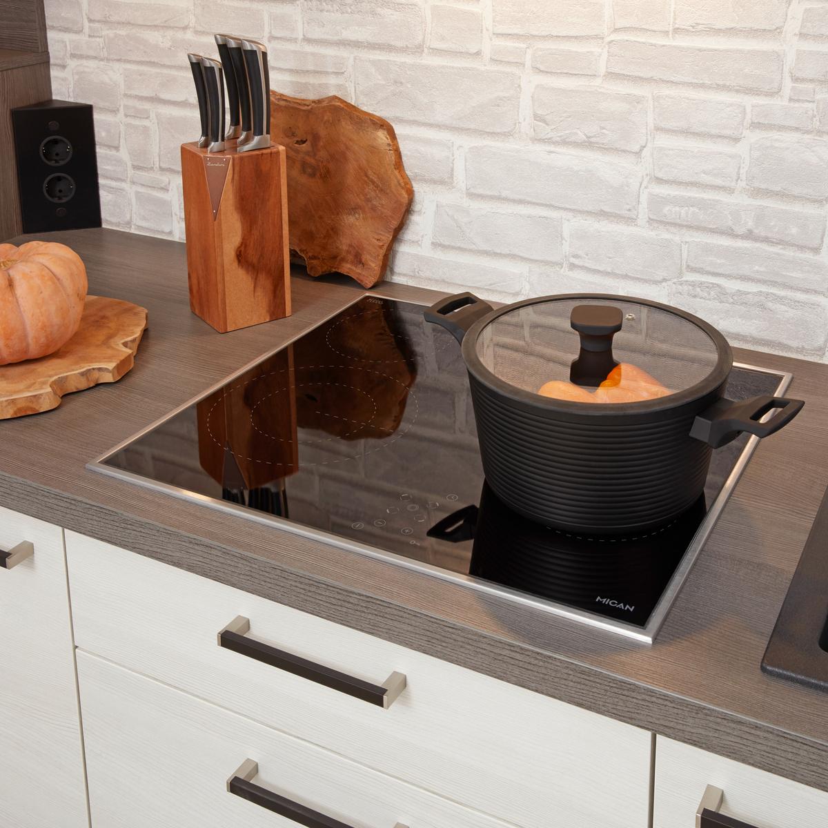 Küchenblock Plan, in Eiche Weiß - Eichefarben/Weiß, MODERN, Holzwerkstoff (303,2cm) - Express-Kuechen