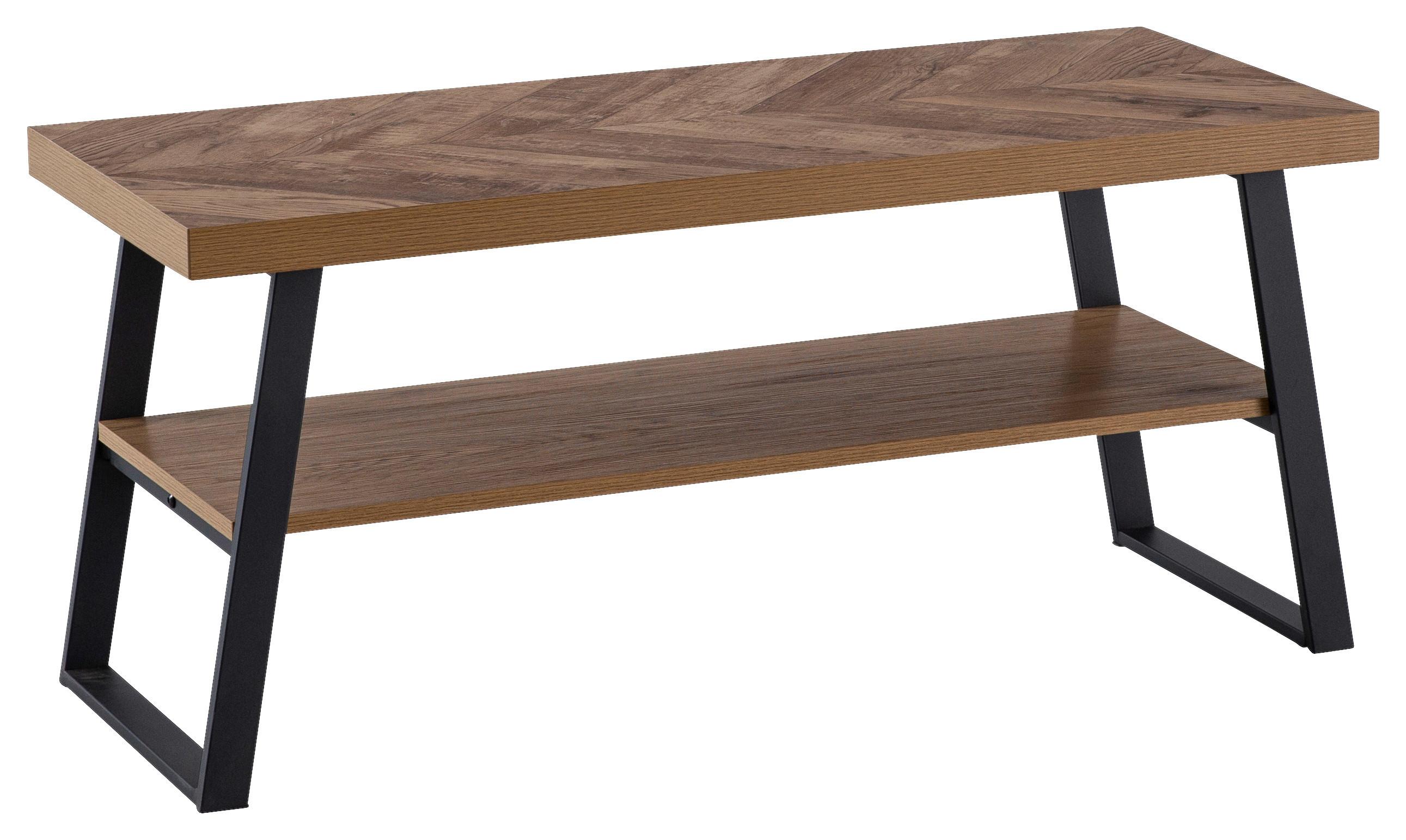 Schuhbank Eichefarben - Eichefarben/Schwarz, Design, Holzwerkstoff/Metall (100/41/40cm) - MID.YOU